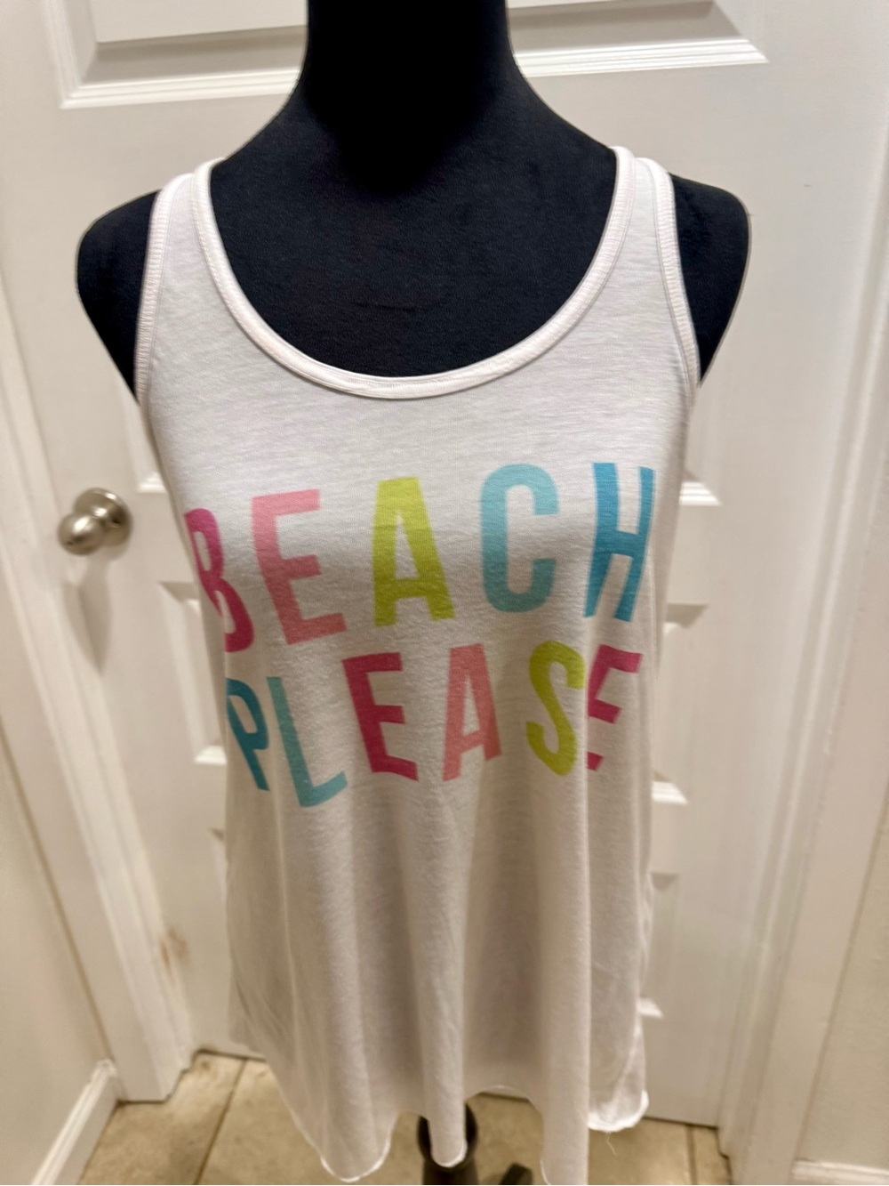 Katydid White Casual Tank with Beach Please logo